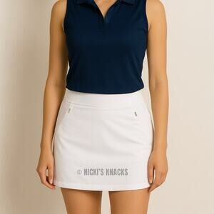 Calvin Klein White Tennis Skort Zip Pockets Stretch Built-In Shorts Size XL